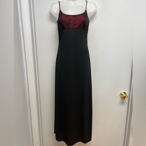 Status Collection Red & Black Beaded Formal Slip Dress | Size Small | USA Made
